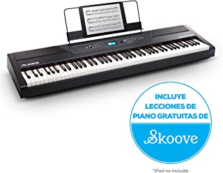 Alesis Recital Pro - Piano Electrico Digital con Teclado de 88 Teclas de Accion Martillo- 12 Premium Voces y Altavoces incorporados