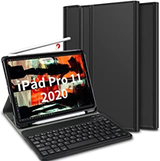 ELTD Teclado Estuche para iPad Pro 11，[Espanol- con la tecla (n)]- Protectora Cover Funda con Desmontable Wireless Teclado para iPad Pro 11 2020- (Negro)