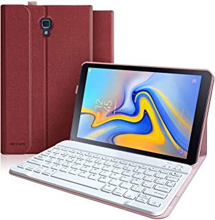 Funda con Teclado Samsung Galaxy Tab A 10.5 2018 SM-T590-T595-T597- Teclado Espanol (Incluye N) Bluetooth Desmontable-Funda Magnetica con Smart Auto Sleep-Wake para Samsung Tab A 10.5 2018 (Vino rojo)