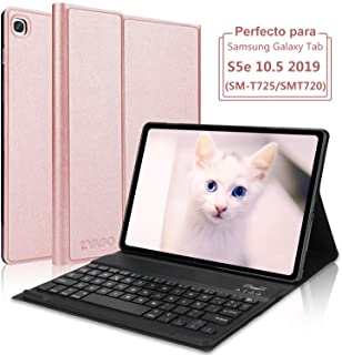 KVAGO Teclado Funda para Tablet Samsung Galaxy Tab S5e 10.5 Inch SM-T720 - T725[Diseno Espanol N]-Teclado Bluetooth Inalambrico Magnetico Desmontable para Samsung Galaxy Tab S5e- Oro Rosa