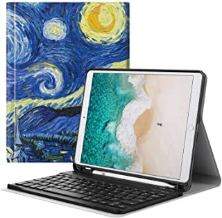 MoKo Funda Compatible con Apple New iPad Air (3rd Generation) 10.5- 2019-iPad Pro 10.5 2017 Teclado- Cubierta con Soporte Compatible con- Protector de Teclado Inalambrico - Noche Estrellada