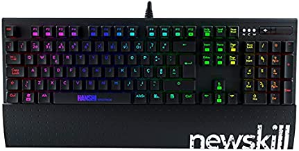 Newskill Hanshi Spectrum - Teclado mecanico gaming RGB con estructura metalica- reposamunecas removible e iluminacion RGB de color negro [Portugal]