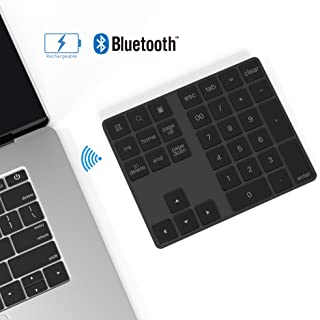 Rytaki Teclado numerico Bluetooth con multiples accesos directos de 34 Teclas Teclado numerico Delgado inalambrico portatil para iPad-Mac-Laptop-PC Compatible con el Sistema Windows