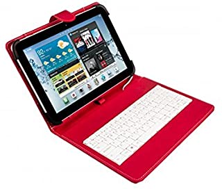 Silver HT - Funda Universal con Teclado Micro USB para Tablet de 9- a 10.1- Color Rojo y Blanco