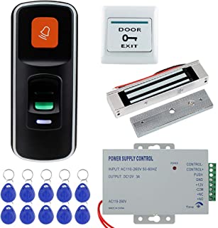 uoweky Sistema biometrico de bloqueo de la puerta del lector de RFID del kit de control de acceso de huellas dactilares (Magnetic lock)