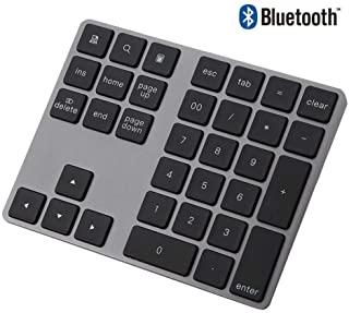 Vbestlife Mini Teclado Numerico Inalambrico Numpad Bluetooth con 34 Teclas para Apple PC Soporta Sistema Windows- iOS- Android Negro